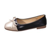 VBEDKDEB Ballerinas Women's Comfortable Shoes Summer Women's Single Shoes in Large Size, Simple Pure Colour, Bow, Low Heel, Flat Bottom, Single Shoes, Slippers, Balerina Shoes, Elegant, black, 4.5 UK
