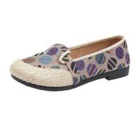 VBEDKDEB Ballerinas Women's Comfortable Summer Shoes Simple Breathable Women's Shoes with Flat Bottom Comfortable Large Linen Retro Single Shoes Casual Shoes Fabric Shoes Half Women's Shoes Elegant