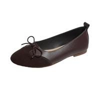 VBEDKDEB Ballerinas Women's Comfortable Summer Shoes Tapered Flat Women's Slippers with Bow on the Outside Women's Shoes Elegant and Comfortable, brown, 4.5 UK