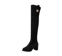 VBEDKDEB Boots Women's Knee-High Boots Long Boots Women's Knee-High Autumn and Winter Heels Long Tubes Thin Shoes Sexy Elastic High Tube Boots 6 cm Platform, black, 5.5 UK