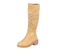 VBEDKDEB Boots Women's Knee-High Boots Women's Cowboy Boots Round Toe Mid Calf Western Fashion Dress Chunky Low Heel Shoes For Theme Party Country Concert (German Translation) Black Boots, brown, 5 UK