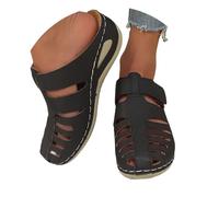 VBEDKDEB Clog Women's Summer Platform Slippers Breathable Hollow Comfortable Low Shoe Wedge Heel Non-Slip Sandals Casual Front Closed Sandals Beach Travel Holiday Slippers, black, 4.5 UK