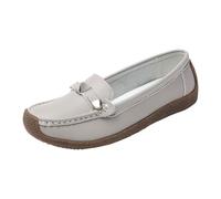 VBEDKDEB Loafer Women's Flat Moccasins Slippers Plus Size Loafers Casual Flat Women's Single Shoes Shoes Mum Shoes Thick Sole Slip-On Shoes Comfortable Shoes Comfort Pointed, gray, 5.5 UK