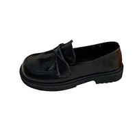 VBEDKDEB Loafer Women's Flat Moccasins Slippers Wide Foot Mary Jane Single Shoe British Style Black Small Leather Shoes Versatile Casual Fashion Shoes Low Shoes Slip On Comfortable Shoes Comfort