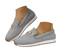 VBEDKDEB Loafer Women's Moccasins Flat Slippers Mesh Women's Single Shoes Fashionable Casual Slip On Round Toe Metal Shoes Comfortable Shoes Comfort Flats, black, 7 UK