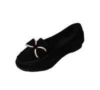 VBEDKDEB Loafer Women's Moccasins Flat Slippers Metal Single Shoes Flat Slippers Lazy Shoes Toe Shoes Women's Shoes Leather Shoes Casual Shoes Bowknot Slip On Comfortable Shoes Flat, black, 7 UK