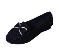 VBEDKDEB Loafer Women's Moccasins Flat Slippers Metal Single Shoes Flat Slippers Lazy Shoes Toe Shoes Women's Shoes Leather Shoes Casual Shoes Bowknot Slip On Comfortable Shoes Flat, blue, 5 UK