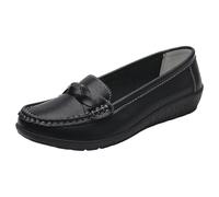VBEDKDEB Loafer Women's Moccasins Flat Slippers Plus Size Loafers Casual Flat Women's Single Shoes Shoes Mum Shoes Thick Sole Comfortable Slip On Comfort Pointed, black, 7 UK