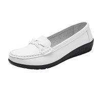 VBEDKDEB Loafer Women's Moccasins Flat Slippers Plus Size Loafers Casual Flat Women's Single Shoes Shoes Mum Shoes Thick Sole Comfortable Slip On Comfort Pointed, White, 8 UK