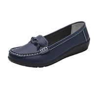 VBEDKDEB Loafer Women's Moccasins Flat Slippers Plus Size Loafers Casual Flat Women's Single Shoes Shoes Mum Shoes Thick Sole Comfortable Slip On Comfort Pointed, darkblue, 9 UK