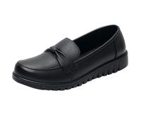 VBEDKDEB Loafer Women's Moccasins Flat Slippers Women's Shoes with Round Head and Flat Mouth Slip On Bow Casual Single Shoes Low Shoes Slip On Comfort Pointed, black, 4.5 UK
