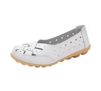 VBEDKDEB Loafer Women's Moccasins Flat Slippers Women's Winter Bow with Soft Sole for Slip-On Flat Heels Warm Fleece Single Shoes Low Shoes Comfortable Shoes Comfort Flat, White, 4.5 UK