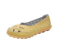 VBEDKDEB Loafer Women's Moccasins Flat Slippers Women's Winter Bow with Soft Sole for Slip-On Flat Heels Warm Fleece Single Shoes Low Shoes Comfortable Shoes Comfort Flat, yellow, 9 UK