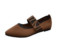 VBEDKDEB Mary Jane Shoes Women's Elegant Women's Slippers with Pointed Toe, Comfortable Slippers with Thin Sole, Lightweight Mesh Upper, Casual Shoes, Women's Mary Jane Loafers, brown, 7 UK