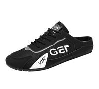 VBEDKDEB Men's Sports Shoes, Trekking Shoes, Lazy Man Half Slipperboard Shoes, Male White Trainers, E Black, 7 UK