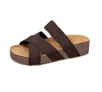 VBEDKDEB Mules Women's Summer Platform Slippers Comfortable Cork Footbed Peeptoe Slippers Casual Sliding Sandals Non-Slip Peeptoe Slippers Beach Holiday Travel Slippers, coffee, 7 UK