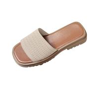 VBEDKDEB Mules Women's Summer Sandals Slides Fashionable Ethnic Women's Flip Flops for Summer New Sandals with Flat Sole for Students Summer Shoes, beige, 8.5 UK