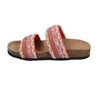 VBEDKDEB Mules, women's summer sandals, slides, women's sandals with flat ethnic pattern, openwork design and a strap, fashionable and casual briefs, summer, orange, 8.5 UK