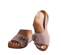 VBEDKDEB Orthopaedic Slippers Women's Summer Mules Orthocare Shoes Comfortable Peeptoe Slippers Elegant Flowers Platform Sliding Sandals Non-Slip Slippers Outdoor Slippers, pink, 7 UK