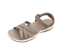 VBEDKDEB Sandals Women's Open Sports Sandals with Soft Soles, Elastic Adjustable Straps Toe Freedom Non-Slip Sports Sandals Summer Comfortable, khaki, 4 UK