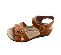 VBEDKDEB Sandals Women's Summer Comfortable Summer Shoes Open Toe Sandals for Women Hollowed Flowers Slant Heel One Strap Comfortable Hundred Women's Sandals Espadrilles for Wedge Heel, brown, 8.5 UK