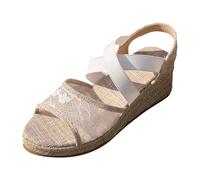 VBEDKDEB Sandals Women's Summer Comfortable Women's Sandals Platform Wedge Sandals, Lightweight Summer Espadrille Sole Strap, Casual Holiday Sandals, Increase Height, Retro Resort Shoes Roman Sandals