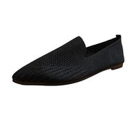 VBEDKDEB Slip On Sneakers Women Casual Shoes Slipper Women Shoes Hollow Breathable Solid Color Pointed Mesh Flying Flat Mouth Flat Bottom Casual Comfortable Large Boat Shoes, black, 8 UK
