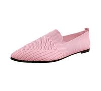 VBEDKDEB Slip On Sneakers Women Casual Shoes Slipper Women Shoes Hollow Breathable Solid Color Pointed Mesh Flying Flat Mouth Flat Bottom Casual Comfortable Large Boat Shoes, pink, 8.5 UK
