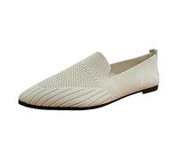 VBEDKDEB Slip On Sneakers Women Casual Shoes Slipper Women Shoes Hollow Breathable Solid Color Pointed Mesh Flying Flat Mouth Flat Bottom Casual Comfortable Large Boat Shoes, White, 4.5 UK