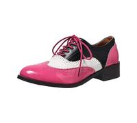 VBEDKDEB Slip On Sneakers Women Casual Shoes Slipper Women Vintage Shoe Perforated Lace Up Round Toe Low Heel for Girls Orthocare Shoes, Hot Pink, 8.5 UK