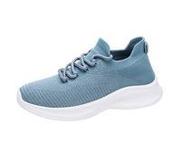VBEDKDEB Slip On Sneakers Women's Running Shoes Trainers Women's Trainers Fashion Simple Plain Pattern Mesh Breathable Comfortable Lightweight Casual Shoes Sports Shoes Gym, blue, 8 UK