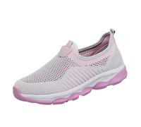 VBEDKDEB Slip On Trainers, Women's Running Shoes, Trainers, Four Seasons, Pair of Flying Weave Mesh, Hollow Mesh, Lazy Sports, Casual Women's Shoes, Breathable Shoes, Light grey, 4 UK