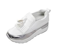 VBEDKDEB Slip On Trainers Women's Running Shoes Trainers Women's Shiny Low Gear Thick Bottom Height Increase Set Foot Lazy People One Foot Stool Soft Bottom Sports Black Trainers, White, 4.5 UK