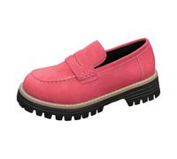VBEDKDEB Slipper Women Loafer Moccasins Loafers Low Heel Casual Brushed Leather British Block Heel Thick Sole Casual Shoes Moccasin, red, 5 UK
