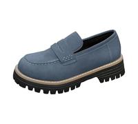 VBEDKDEB Slipper Women Loafer Moccasins Loafers Low Heel Casual Brushed Leather British Block Heel Thick Sole Casual Shoes Moccasin, blue, 4.5 UK
