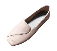 VBEDKDEB Slippers Women's Loafer Moccasins Low Shoes Leisure Ladies Four Seasons Plain Non-Slip Flat Square Breathable Slip Lazy Shoes Low Shoes Black, White, 8.5 UK