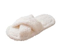 VBEDKDEB Slippers Women's Winter Warm Slippers for Women, Memory Foam, Open Toe, Comfortable Slippers for Bedroom with Straps Hut Shoes, White, 4.5 UK