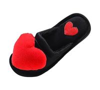 VBEDKDEB Slippers Women's Winter Warm Women's Indoor Slippers Warm Plush Big Love Flat Bottom Cotton Slippers for Winter Season Winter, red, 8 UK