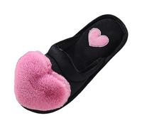 VBEDKDEB Slippers Women's Winter Warm Women's Indoor Slippers Warm Plush Big Love Flat Bottom Cotton Slippers for Winter Season Winter, Hot Pink, 5 UK