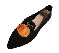 VBEDKDEB Sneaker Women's Casual Shoes Slippers Trainers Embroidered Flying Woven Flat Lace Women's Shoes Knitted Breathable Halloween Boat Shoes Shoes for Long Standing, orange, 8 UK