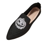 VBEDKDEB Sneaker Women's Casual Shoes Slippers Trainers Embroidered Flying Woven Flat Lace Women's Shoes Knitted Breathable Halloween Boat Shoes Shoes for Long Standing, black, 5.5 UK