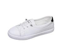 VBEDKDEB Sneaker Women's Slip On Casual Shoes Running Shoes Women's Lace Up Shoes Casual Flat White Fashion Leather Bread Toe Soft Sole Lightweight Casual Shoes Running Shoes Women, black, 8 UK