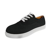 VBEDKDEB Sneaker Women's Slip On Casual Shoes Trainers Solid Canvas Breathable Lace Up Flat Bottom Casual Single Shoe Orthopedic Slippers, black, 8 UK