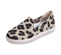VBEDKDEB Sneaker Women's Slip On Trainers Casual Shoes 2025 Spring Thick Sole Shoes Leopard Pattern Sexy Mesh Shoes Foreign Trade Flat Mouth Casual Single Boat Shoes Women, brown, 5 UK