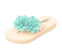 VBEDKDEB Toe Separator Women's Flip Flops Summer Women's Flip Flops with Floral Decoration in Solid Colour, Fashionable Slippers for the Beach Outdoor and Summer with Thick Soles, Black, sky blue, 4