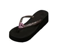 VBEDKDEB Toe Separator Women's Flip Flops Summer Women's Flip Flops with Thick Sole and Wedge Heel, Thick Sole, Beach Slippers with Love, Shiny Diamonds, Outdoor Sandals Summer, red, 7 UK