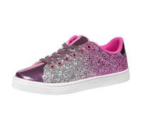 VBEDKDEB Trainers Women's Running Shoes Slip On Casual Shoes Women's Board Shoes Lace-Up Colourful Sequins Fine Glitter Casual Low Top Single Shoes Slippers Flat Shoes Trainers Blue, pink, 7 UK