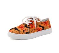 VBEDKDEB Trainers Women's Running Shoes Sports Shoes Trainers Halloween Canvas Shoes Women's Pumpkin Print Flat Casual Shoes Low Shoes Elegant, orange, 4.5 UK