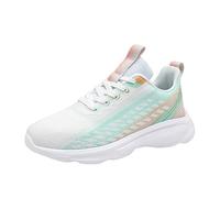 VBEDKDEB Trainers Women's Running Shoes Sports Shoes Trainers Women's Trainers Trend Gradient Four Seasons Sports Shoes Practical Breathable Mesh Shoes with Soft Base Trainers Women White, Green, 4.5