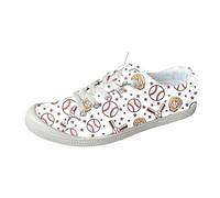 VBEDKDEB Trainers Women's Running Shoes Trainers Casual Shoes Flat Leisure Trainers for Women with Baseball Print Casual Shoes Fashion Shoes Beige, sky blue, 5 UK